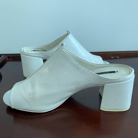 Zara Basic - White Chunky Heel With Thick Strap - Picture 3 of 14